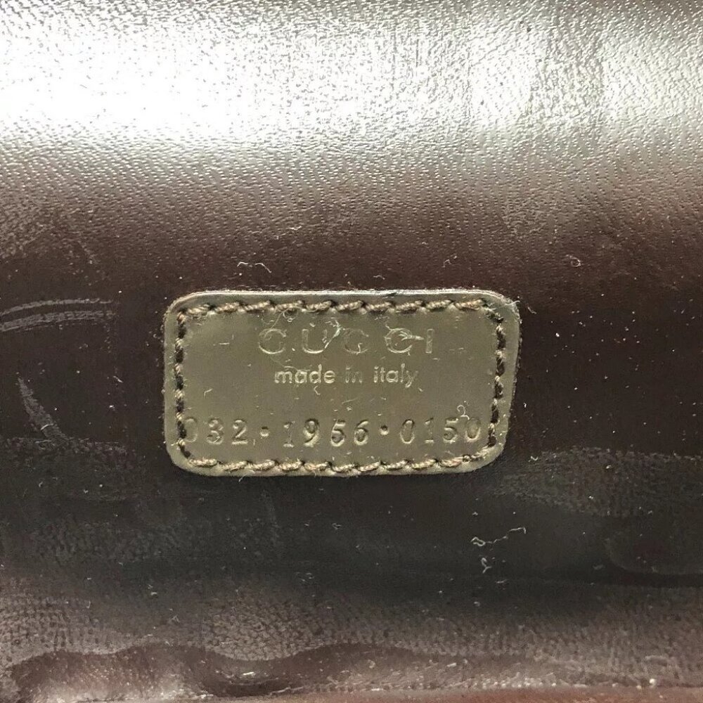 GUCCI 032.1956 Old Gucci Bamboo Hand Bag Pouch Vanity bag Brown/GoldHardware - Picture 14 of 16